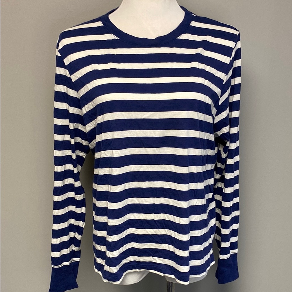J. Crew Navy and White Striped Long Sleeve Tee
